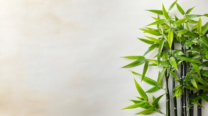 Serene bamboo stalks elegantly arranged against a soft neutral background exude calm. AI Generated