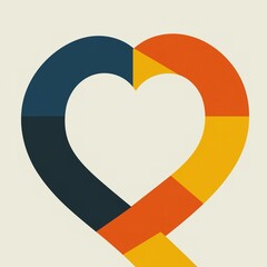 Obraz premium Abstract Geometric Heart on Light Background