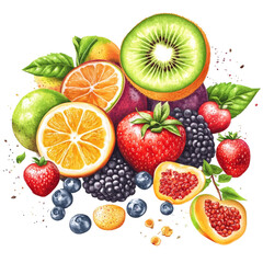 Vibrant Fresh Fruit Mix Colorful Juicy Delicious