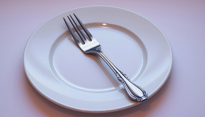 Vintage image plate, knife, fork, Colored gel lighting, with white tones