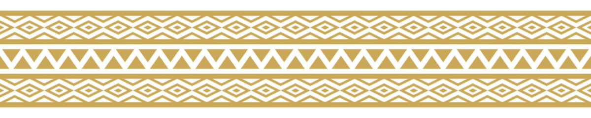 Gold ethnic border ornament. Geometric ethnic oriental seamless pattern. Stripe vector illustration. Native American Mexican African Indian tribal. Design border, textile, fabric, clothing, carpet.