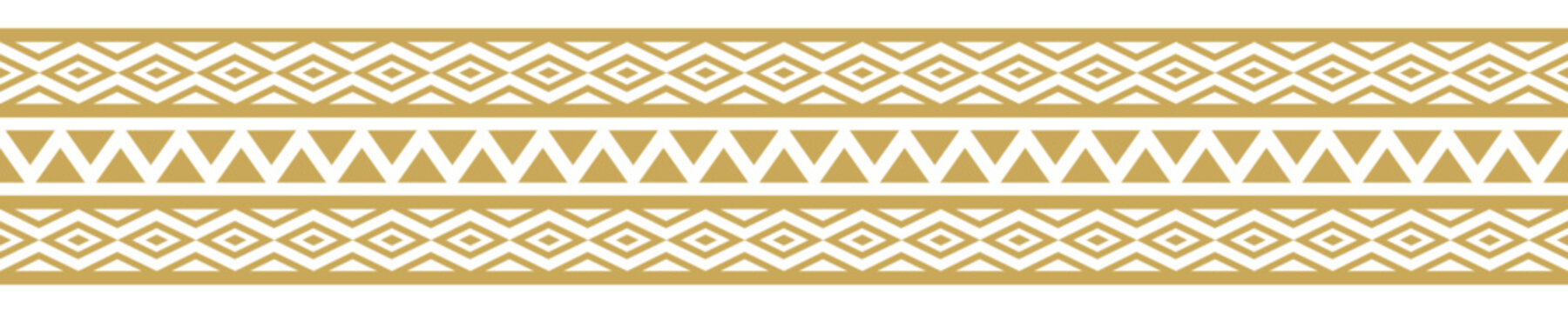 Gold ethnic border ornament. Geometric ethnic oriental seamless pattern. Stripe vector illustration. Native American Mexican African Indian tribal. Design border, textile, fabric, clothing, carpet.