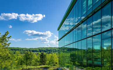 Fototapeta premium glass building in a forest