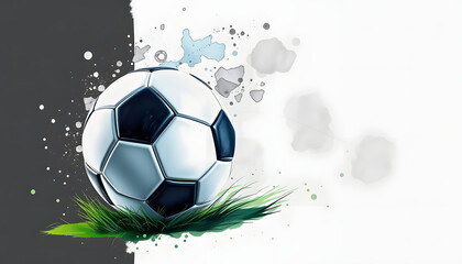 Naklejka premium Soccer ball illustration combined pencil sketch and watercolor sketch. 3D illustration. 3D CG. High resolution, dramatic, with white tones
