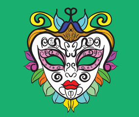 Colorful venetian carnival mask with floral ornaments