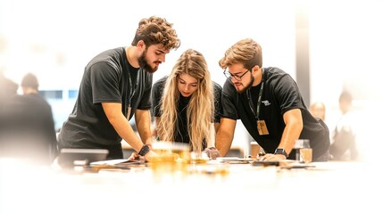 College students engaged in a hackathon, demonstrating collaboration and concentration in a vibrant technology setting