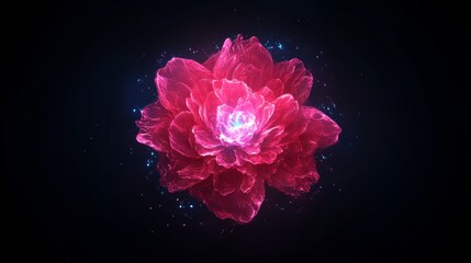 Glowing Neon Floral Design Abstract Art