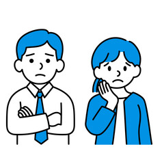 困り顔の男女