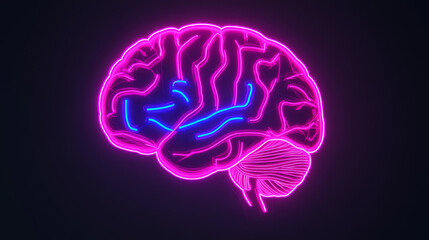 Neon Brain: Pink and Blue Neural Pathways.