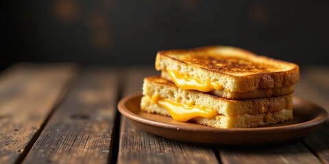 Fototapeta premium Grilled Cheese Sandwich Delight Golden Brown Crust, Melted Cheese