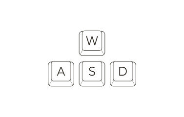 Keyboard control keys A,W,S,D in flat line style