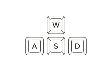 Keyboard control keys A,W,S,D in flat line style