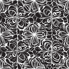 Black clover leaves on white background. St.Patrick 's Day. Isolated on white background. Abstract graphic black-white stock illustration. Template for coloring, textures and another design.