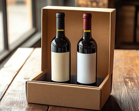 A Premium gift is wine Two wine bottles in a gift box.