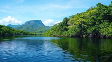 Tranquil Tropical River Landscape
