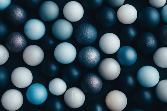 Abstract action with multi-colored spheres indoor studio digital art artistic environment top-down view visual exploration