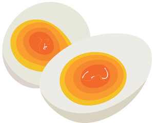 Soft Boiled Egg Slices Illustration Isolated on White Background
