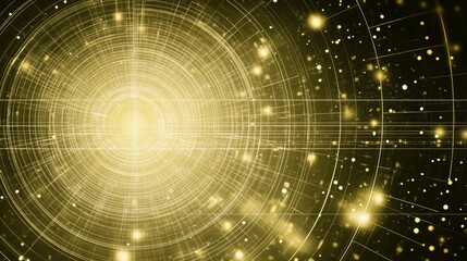 Fototapeta premium Golden Abstract Cosmic Network Design, Digital Art