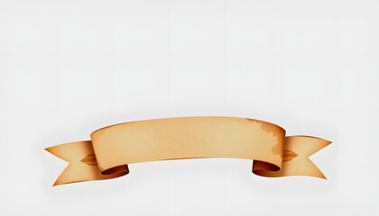 Watercolor vintage brown ribbon. Hand painted banners isolated on white background, papercraft