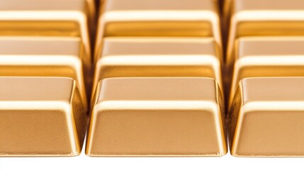 Obraz premium Golden Bars Arranged in Neat Rows, Close-Up View