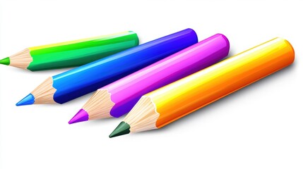 Fototapeta premium Colorful pencils arranged in a row ready for art and creativity in a bright setting
