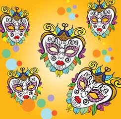 Colorful venetian carnival mask with floral ornaments