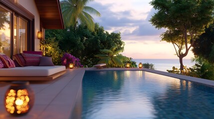 luxury sunset pool villa ocean view - tropical escapes