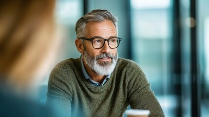 Financial advisor assisting varied clients, specializing in retirement investment planning, fostering friendly and positive relationships