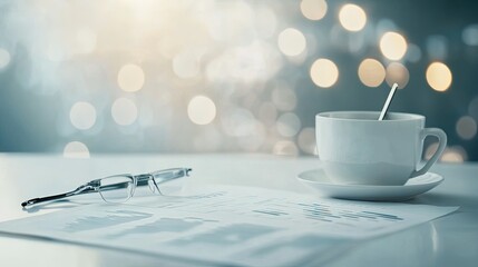 Futuristic workspace featuring financial charts and graphs on a sleek modern desk, showcasing advanced data visualization and productivity.