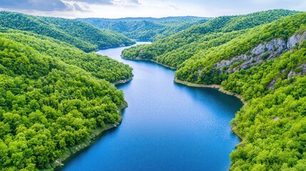 Fototapeta premium Serene River Valley Landscape