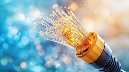 The fiber optic cable internet connection transmits data at lightning fast speeds through thin strands of glass fibers, providing users with a reliable and high quality internet experience.