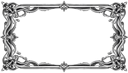 antique frame vintage border western label hand drawn engraving, Dreamy, with white tones