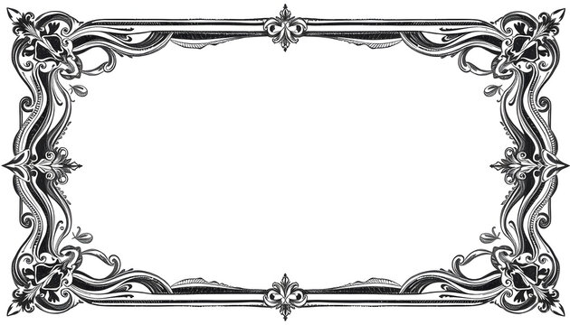 antique frame vintage border western label hand drawn engraving, Dreamy, with white tones