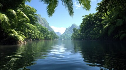 Obraz premium Serene Tropical River