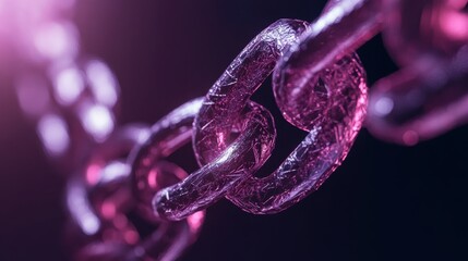 Futuristic chain design with purple and pink lighting for abstract background
