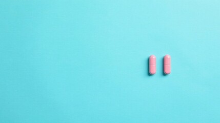 Pastel Pink Capsules on a Light Blue Background