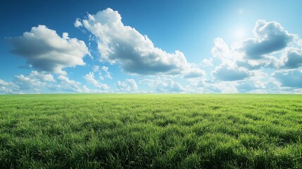 Fototapeta premium Open prairie under dramatic clouds, central empty space for text 