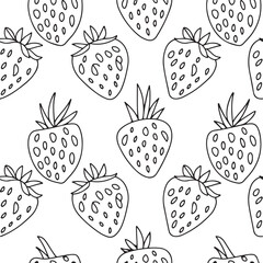 Strawberry black vector seamless pattern background.