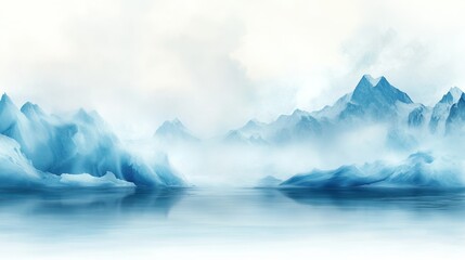 Majestic glacier panorama, serene icy blues, pristine arctic wilderness, breathtaking natural beauty, expansive frozen vistas