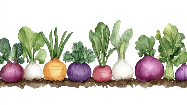 Watercolor root vegetables illustration with white background National FFA Week