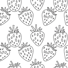Strawberry black vector seamless pattern background.