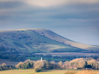 The wonderful views from Wilmington hill of the south downs towards Firle and Lewes east Sussex...