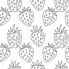 Strawberry black vector seamless pattern background.