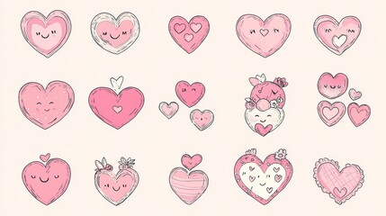 Fototapeta premium Love heart illustrations