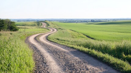 Fototapeta premium Winding Country Road Through Green Fields