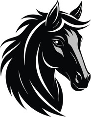 Beautiful animal horse head silhouette black color vector artwork illustration