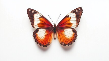 Fototapeta premium A Symphony of Color: A close-up view of a vibrant butterfly with orange, white, and brown wings, showcasing the intricate details and delicate beauty of nature.