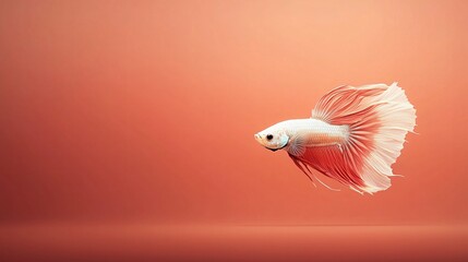 Fototapeta premium Graceful Male Betta Fish with Long Flowing Fins Thai Environment Marine Life Photography Vibrant Background