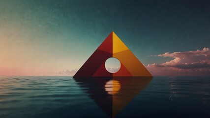 Abstract geometric shapes, such as a triangle and a circle, delicately balanced on a thin line, symbolizing equilibrium and harmony.