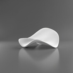 A close-up of a white abstract shape with a subtle gradient effect on a gray surface , visual interest, depth,